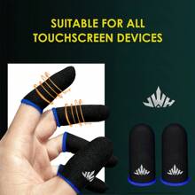 4 件徽标设计，透气 - 防汗 - 防滑碳纤维指套，超薄游戏指套，银纤维游戏配件，适用于手机 - 彩色 - 查看 8