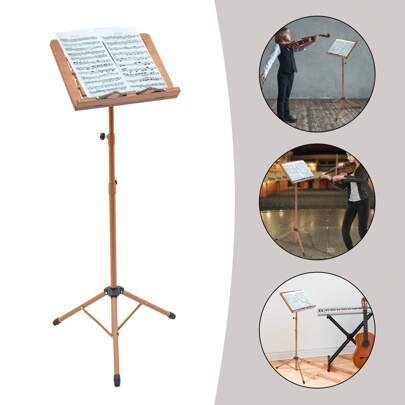 Sheet Music Stand & Desktop Book Stand, Rotatable Music Book Holder Stand,Wooden Portable Sheet Music Table Stand Height Adjustable From 27.5-70.8in W
