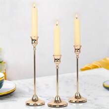 3 stuks/set gouden kaarsenhouders, vintage messing metalen taps toelopende kaarsenhouders, moderne hoge pilaar kaarsenstandaard, decoratieve kaarsenhouders voor tafeldecoratie, bruiloftsfeest