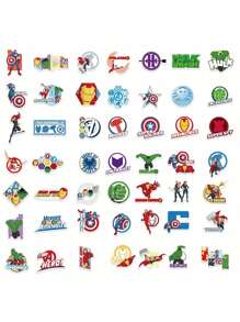 Disney 50 Piezas de pegatinas de Disney Marvel Avengers con dibujos animados y graffiti, adecuadas para maletas, patinetas, equipaje, portátiles, teléfonos, artículos de papelería creativos y juguetes