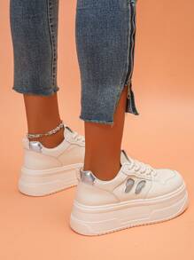 Zapatillas con plataforma para mujer, nuevos zapatos de mujer para primavera/otoño, zapatos casuales blancos con elevador