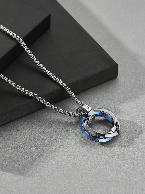 1 Stück Edelstahl Zweiton Kreis Anhänger Halskette für Paar, minimalistisches Design