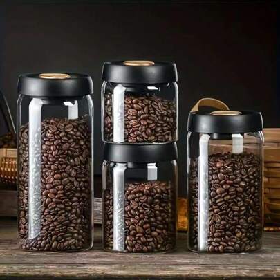 Fastest Delivery Time: 5 Working Days For 1pc Storage Container, Vacuum Sealed Glass Jar For Coffee Beans, Pressure Pump Storage Tank, Moisture-Proof Storage Tank, Used For Coffee Beans, Tea, Nuts And Grains, Kitchen Storage And Storage, Kitchen Accessories