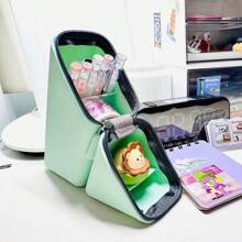 1个马卡龙色高容量优质硅胶铅笔盒,学生文具盒,办公文具收纳袋,学习用品套装,返校礼物,耐用防震 - 彩色 - 查看 5