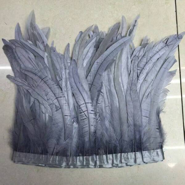 2M 25-30cm Natural Rooster Tail Feather Trim Christmas Sewing Clothing Plume Headwear Carnival White Feathers Ribbon Crafts Decoration