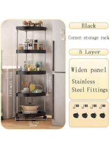 1pc No-Drill Corner Triangle Shelf, 3/4/5 Tier Freestanding Kitchen Wall Corner Storage Rack, Stainless Steel Pipe Bathroom Toilet Corner Organizer