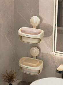 1 件双层壁挂式肥皂架，无需钻孔浴室肥皂盒，适用于浴室配件、肥皂盒、浴室存储和整理的储物收纳架 - 彩色 - 查看 12