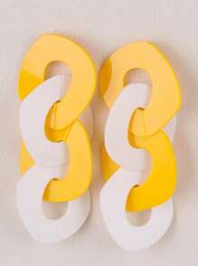 1 Cặp bông tai thiết kế phóng đại khối màu hình học cho phụ nữ - Đường khâu dài theo phong cách Châu Âu và Châu Mỹ, hình học màu tương phản - Xem 9