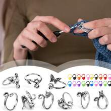 9pcs Adjustable Crochet Stitch Markers Set, Animal & Plant Crochet Locking Stitch Markers Tools, Crochet Ring For Yarn Guide, Finger Protector For Knitting And Crocheting, Women Knitting And Crochet Accessories (Random Color Plastic Stitch Markers)