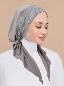 1pc New Solid Color Women Chemotherapy Cap With Lace Trim, Muslim Headscarf Turban Cap - A - View 13