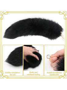 毛茸茸的兽人面具和狐狸尾巴手套套装（适合女孩）、猫面具兽人、狼兽人装备舞会 - 彩色 - 查看 4