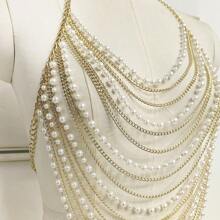 1 件 Y2K 多层流苏链身体链，适合度假、派对、T 台、音乐节和日常时尚