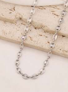 1pc Stainless Steel Coffee Bean Shape Chain Necklaces For Women Fashion Simple Necklace Jewelry