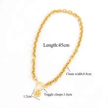 1 件时尚不锈钢心形字母吊坠搭扣链项链女士派对用 - 風格3 - 查看 2