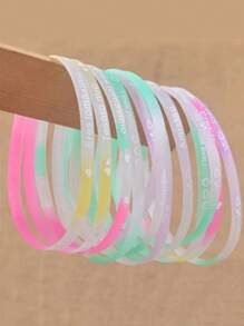 100pcs/50pcs/10pcs Assorted Fluorescent Silicone Bangle Bracelet, 3mm Glow Band For Couples, Suitable For Birthday, Party, Festival, Battery-Free, Silicone Material, Sports-Style Jewelry