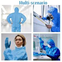 45gsm SMS Disposable Isolation Gown/Blue Reversible Isolation Gown/Non-Aseptic Surgical Gown/Elastic Knitted Cuffs/Collar And Waist With Drawstrings/Skin-Friendly And Breathable/Waterproof