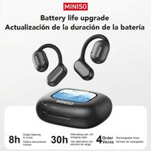 Miniso X30 Open-Ear Translation Headphones, 135 Languages, Touch Screen, Long Battery Life, High-Quality Sound, Built-In Mic, USB Charging, Ideal For Work, Travel & Study, Study Earbuds | Sleek Touch Screen | Ergonomic Earbuds - màu đen - Xem 7