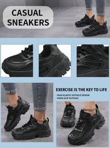 Women Minimalist White Shoes Lace-Up Front Chunky Sneakers,Colorblock Lightweight Breathable Sporty Outdoor Sneakers Shoes For Women
