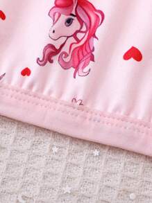 Chatreadl Sutiã confortável com estampa de unicórnio e desenho animado para meninas adolescentes, 6 peças, tecido de seda leitosa, adequado para todas as estações