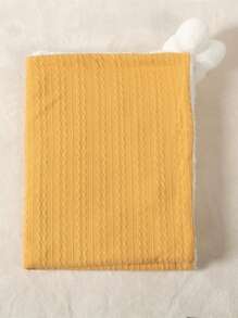 Customizable Name Embroidered Jacquard Knit Pom-Pom Baby Blanket, Infant Faux Sherpa Nap Mat, Baby Stroller Cover Blanket - Multicolor - View 18