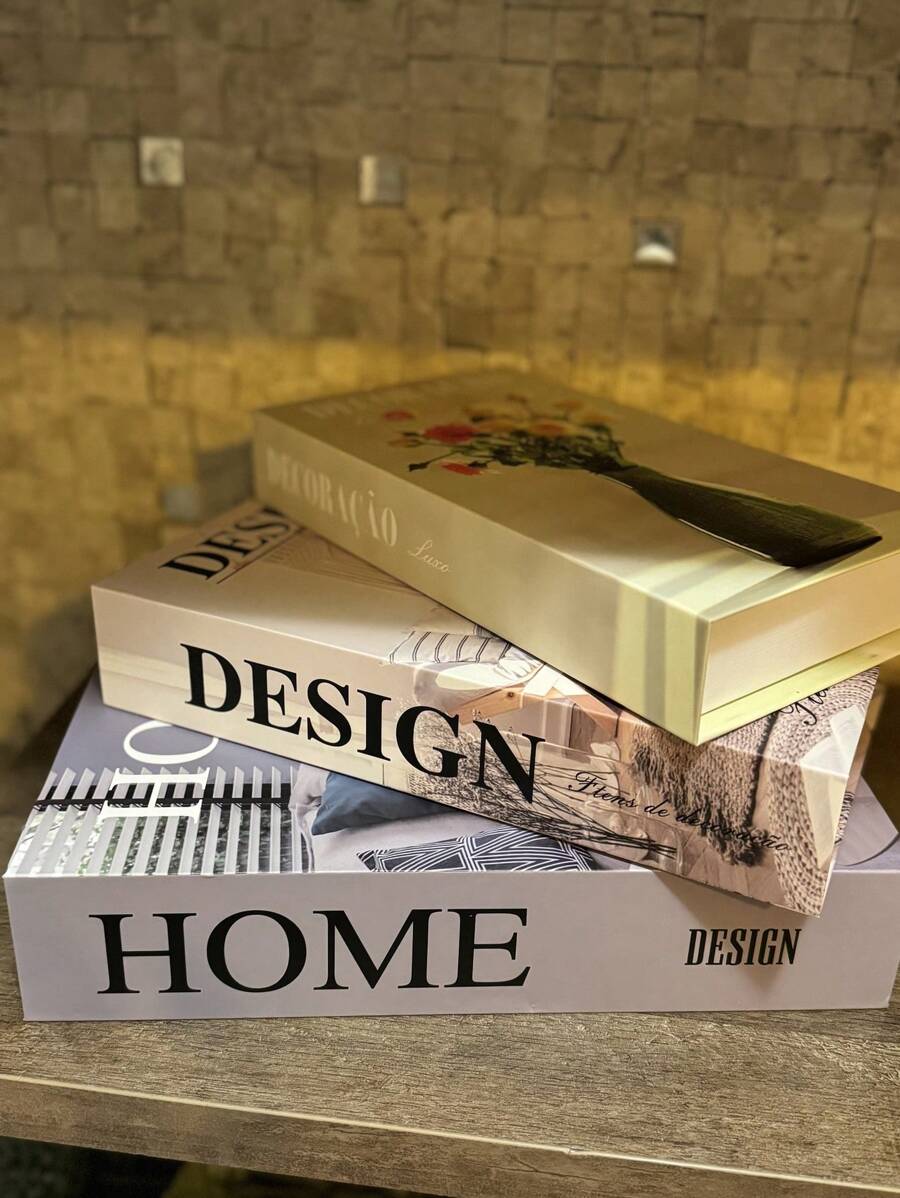 Kit With 3 Fake Books Desk Book Organizer Box Decorative Object Holder - HOME - 查看 1