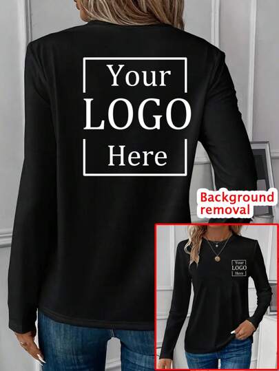 Customized Women Long Sleeve T-Shirt With Front & Back Graphics/Class Logo/Workwear Design/Dance Team Logo