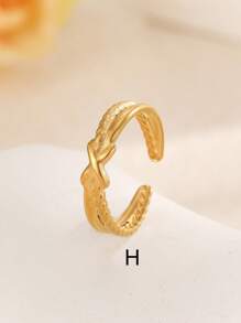1pc Fashionable Minimalist Asymmetrical Stainless Steel Gold-Plated Ring, Unique Personalized Design, High-End Tarnish Resistant Finger Jewelry
