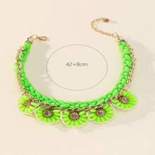 1pc Spring/Summer Floral Necklace, Exaggerated Decorative Accessory, Short Clavicle Chain Necklace For Women, Korean Style