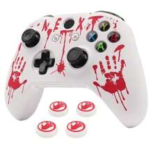 Blood Handprint Controller Skin Cover Compatible With Xbox One Controller, RALAN 1 Controller Protector Case+4 Customised Thumb Grips Caps - Multicolor - View 7