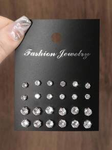 48pcs Fashionable Cubic Zirconia Stud Earrings, Suitable For Party, Date, Gift, Daily Wear - Multicolor - View 7