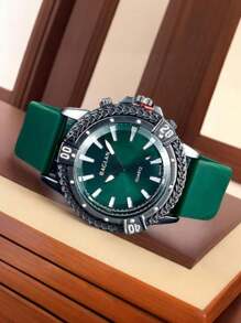 Men's Business Wrist Watch, Fashion Casual Quartz Watch For Men With Retro Sports Silicone Band, Sporty Men's Watches