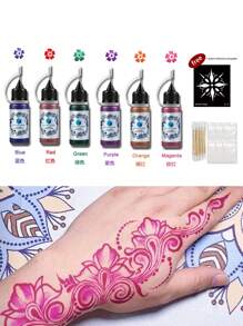 Juice Tattoo Ink, Colorful Fruit-Juice Based Body Paint Compatible With Tattoo Stencils, Suitable For Men & Women, Semi-Permanent & Waterproof Temporary Tattoo Ink - Multicolor - View 6