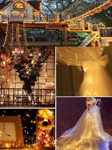 1pc Solar String Lights , Garden Solar Lights Outdoor Waterproof ,32M/22M/17M/12M/7M Solar Fairy Lights ,8-Modes LED String Lights, For Outside Garden Patio Yard Fence Christmas Tree Decoration ,Wedding, Party, Home, Lawn, And Holiday Decor (Warm White/Multicolor/White/Red/Pink/Blue)