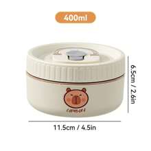 Portable 304 Stainless Steel Thermal Lunch Box With Cutlery&Lunch Bag, Cute Capybara Pattern Leak Proof Bento Box, Microwave Safe&Hot Water Heating, Insulated Anti Scalding Lunch Container, Reusable Fruit Salad Food Storage Container, Suitable For Student And Adult Use In School, Office, Outdoor Camping, Picnic, Travel