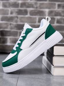 Casual Shoes, Solid Color Low-Top Lace-Up, Comfortable EVA Sole, School Style Daily Running Shoes, All Season