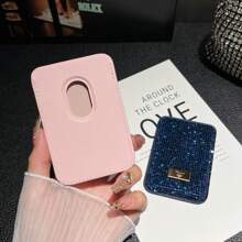 Support de carte de crédit en cristal scintillant avec support magnétique compatible avec iPhone 12/13/14/15/16 Pro Max. Accessoire pour femmes. Mini portefeuille, Portefeuille porte-cartes, Portefeuille Magsafe