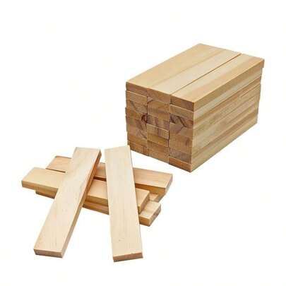 30 pezzi/100 pezzi Set di blocchi di legno naturali, legno grezzo per progetti fai-da-te, costruzione e decorazione, blocchi di costruzione in legno, decorazione impilabile in legno