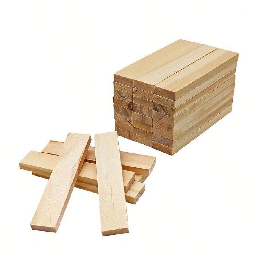 Juego de 30 piezas/100 piezas de bloques de madera natural sin terminar, bloques de construcción de madera para proyectos DIY, construcción y decoración, bloques de construcción de madera, decoración apilable de madera - Multicolor - Ver 1