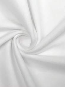 女士棉质长袖印花白色 T 恤，时尚打底上衣