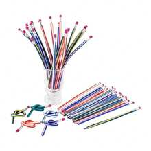 10/20pcs Bendable Colored Pencils With Eraser, Flexible Plastic Writing Stationery, Multicolored Striped Elastic Pencils, Suitable For Party Favors, Birthday, Easter Gifts, Random Colors - Multicolor - View 5