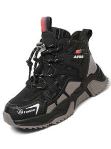 男童皮革户外徒步鞋，防滑全季休闲运动鞋，适合日常穿着，青少年软底徒步鞋 - 黑色 - 查看 3