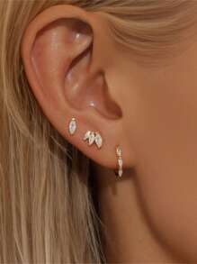 3pcs Cute Moon 925 Sterling Silver Earring For Women Classic Stud Earring Minimalist Wedding Party Bridal Jewelry Fine Jewelry