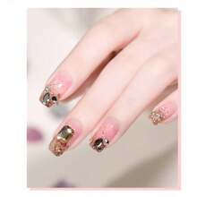 150pcs Flatback Round Rhinestone Plus 20pcs Flatback Odd Shaped Large Cubic Zirconia Black Blue Moon Nail Rhinestones - Baby Pink - View 5