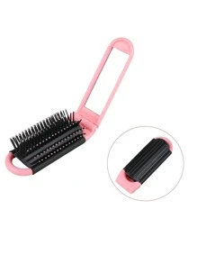 1 件塑料折叠镜发梳 - 旅行迷你口袋发刷 - 便携式小巧梳子，带化妆镜、发刷、梳子、美发工具、美发产品及配件，适用于理发沙龙美容旅行必需品