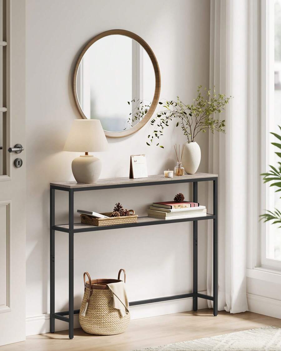 VASAGLE Console Table, 2-Tier Sofa Table, 7.9 X 39.4 X 31.5 Inches, Narrow Entryway Table, Modern Entry Table With 2 Shelves, For Living Room, Bedroom