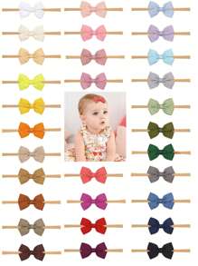 20pcs Random Minimalist Bow Hair Accessories, Soft Nylon Elastic Hair Bands For Kids & Babies - Multicolor - View 1