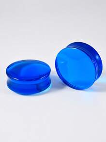 1Pair Transparent Blue Glass Solid Ear Plug No Thread Ear Expander Strencher Ear Gauges Tunnel Body Piercing Jewelry For Male&Female Daily Wearing 6-30mm - Blue - View 11