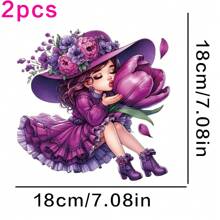 Hermosas calcomanías de transferencia de calor con estampado de flores moradas, lavables y aptas para DIY en camisetas, jeans, chaquetas, mochilas, ropa, sombreros