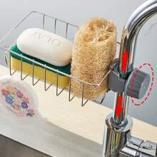 Suporte Organizador de Torneira de Aço Inoxidável, Suporte de Armazenamento de Pia de Cozinha para Esponja e Dreno, Suporte para Pano de Prato
