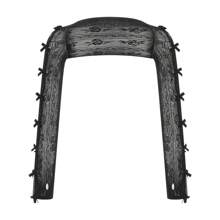 Women Lace Bolero Shrug Tops With Velvet Bows Hollow Out Shrug Open Front Cropped Cardigan Bolero Fishnet Shawl Arm Sleeves With Finger Holes Costume Accessories - màu đen - Xem 2